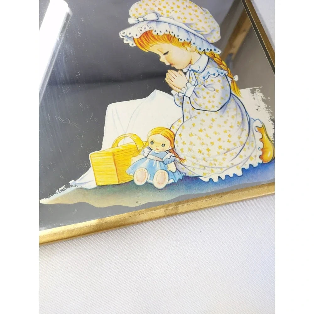 Vintage Wall Mirror Gold Girl Praying Bed Room Personalized Name Sign 8x10